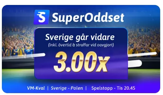 Snabbare oddsboost på matchen Sverige - Polen VM Playoff